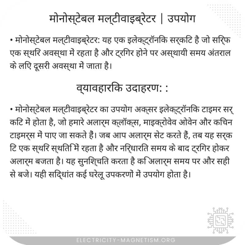 मोनोस्टेबल मल्टीवाइब्रेटर | उपयोग