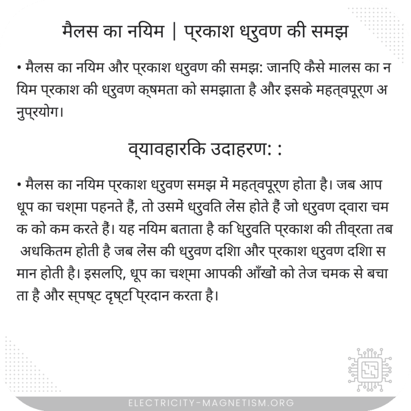 मैलस का नियम | प्रकाश ध्रुवण की समझ