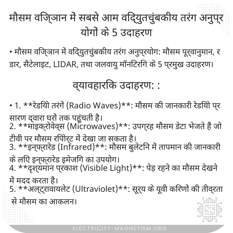 मौसम विज्ञान में सबसे आम विद्युतचुंबकीय तरंग अनुप्रयोगों के 5 उदाहरण