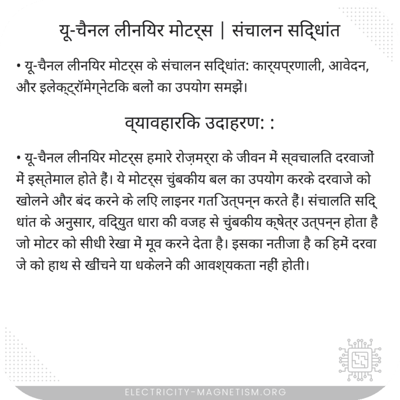 यू-चैनल लीनियर मोटर्स | संचालन सिद्धांत