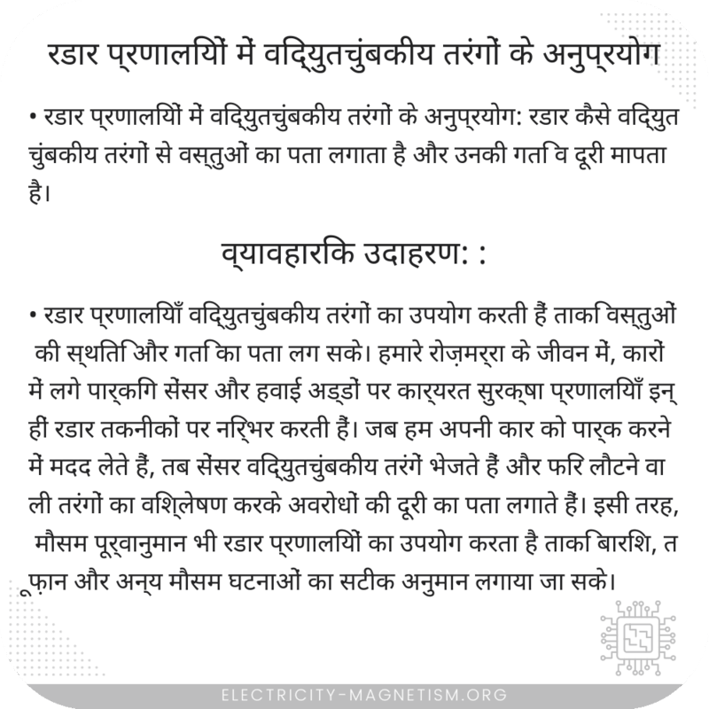 रडार प्रणालियों में विद्युतचुंबकीय तरंगों के अनुप्रयोग