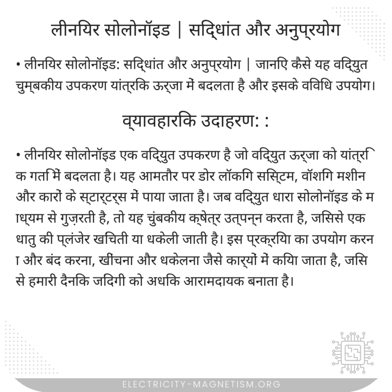 लीनियर सोलोनॉइड | सिद्धांत और अनुप्रयोग