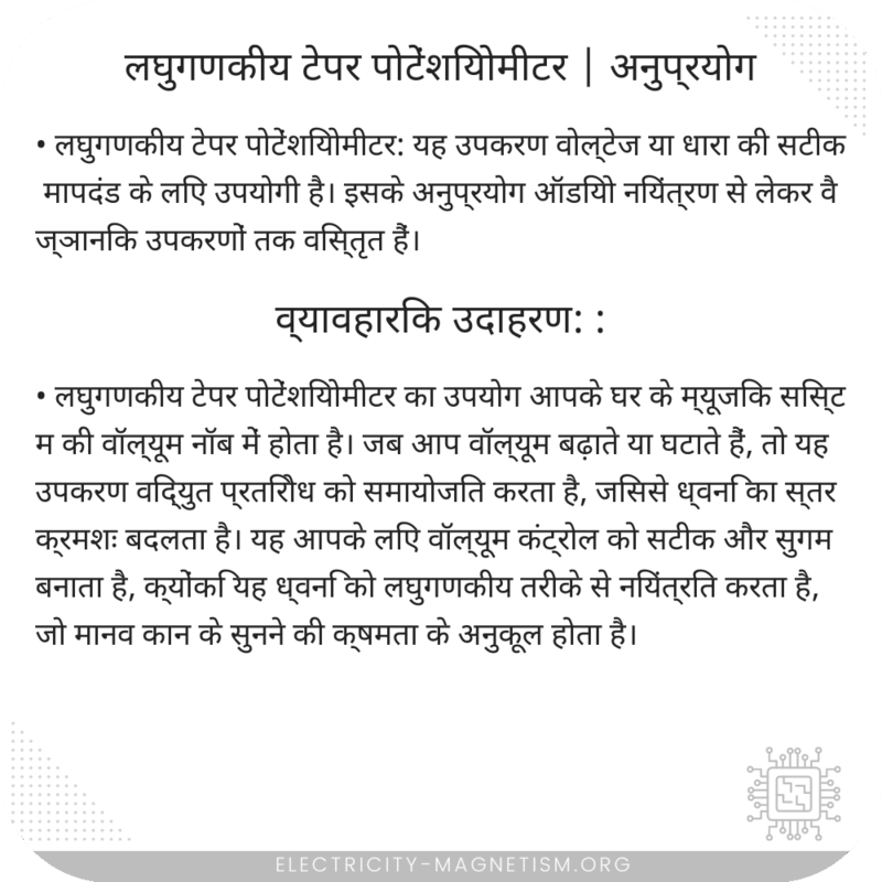 लघुगणकीय टेपर पोटेंशियोमीटर | अनुप्रयोग