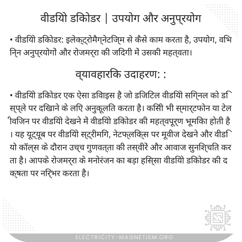 वीडियो डिकोडर | उपयोग और अनुप्रयोग