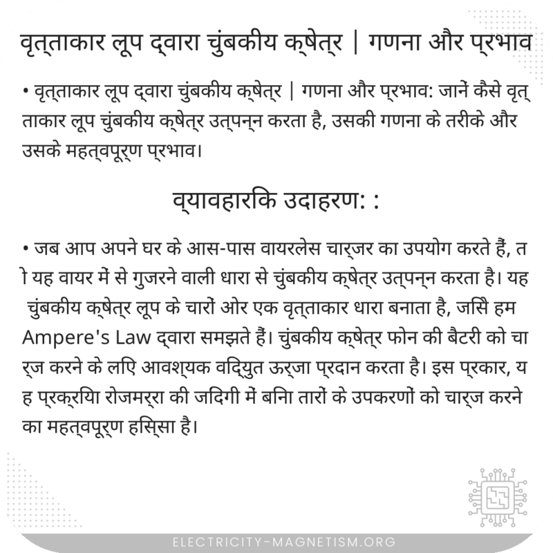 वृत्ताकार लूप द्वारा चुंबकीय क्षेत्र | गणना और प्रभाव