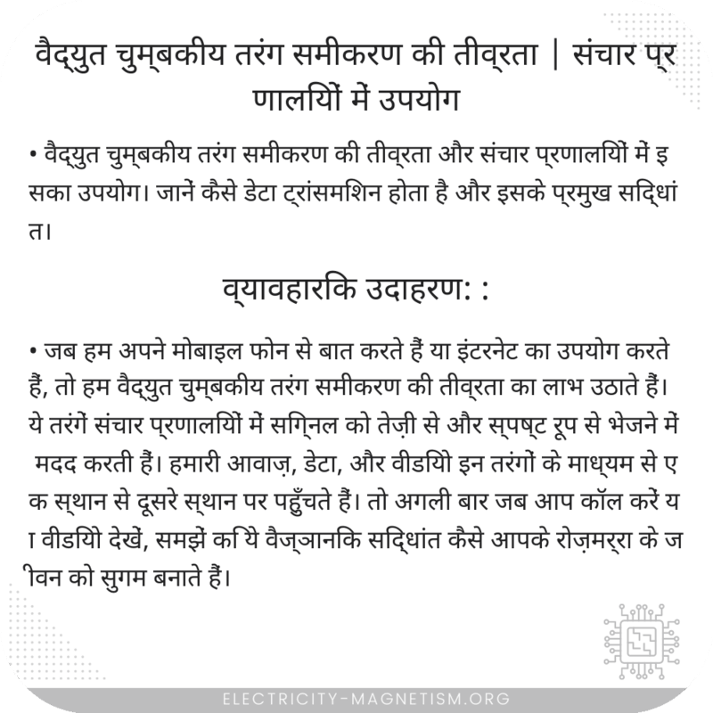 वैद्युत चुम्बकीय तरंग समीकरण की तीव्रता | संचार प्रणालियों में उपयोग