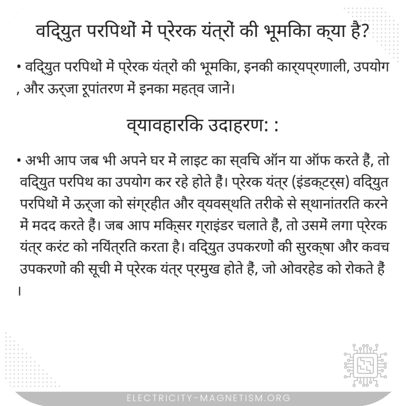 विद्युत परिपथों में प्रेरक यंत्रों की भूमिका क्या है?