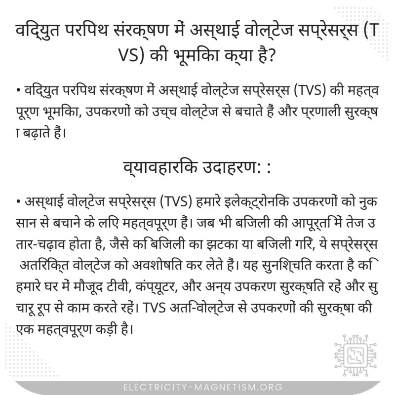 विद्युत परिपथ संरक्षण में अस्थाई वोल्टेज सप्रेसर्स (TVS) की भूमिका क्या है?