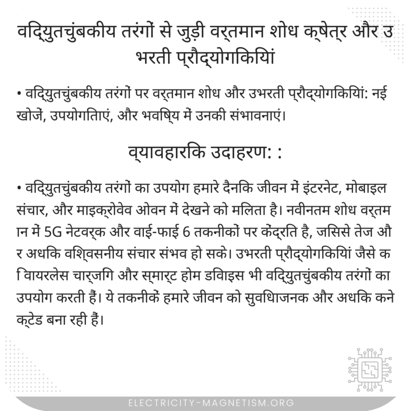 विद्युतचुंबकीय तरंगों से जुड़ी वर्तमान शोध क्षेत्र और उभरती प्रौद्योगिकियां