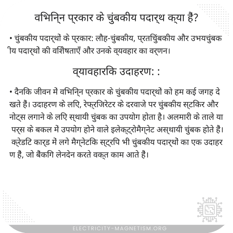 विभिन्न प्रकार के चुंबकीय पदार्थ क्या हैं?