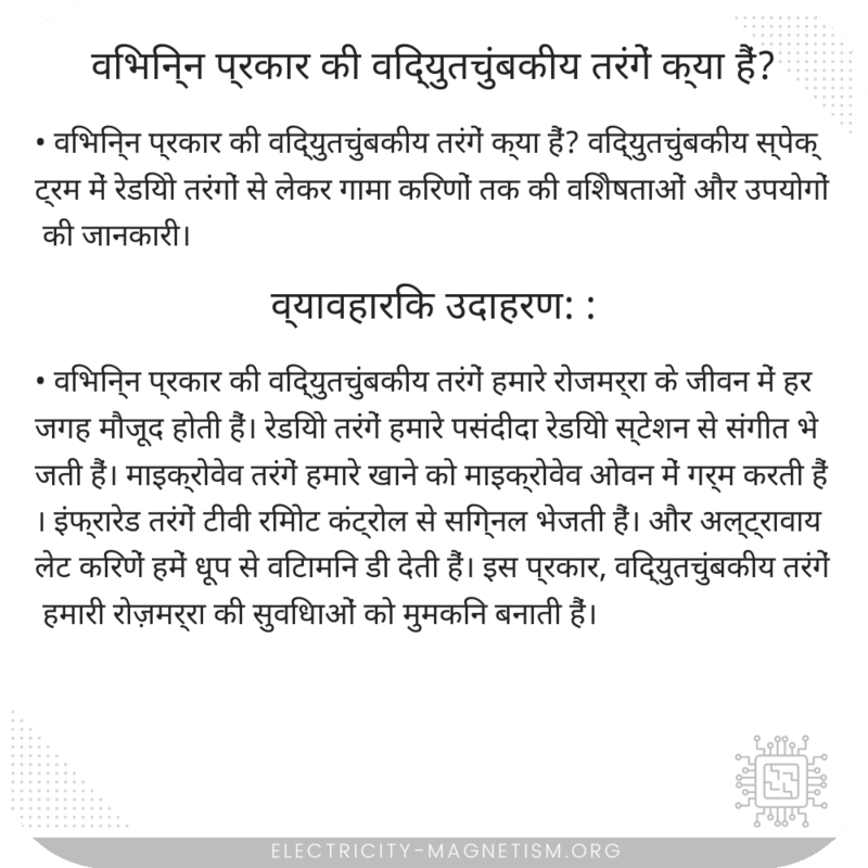 विभिन्न प्रकार की विद्युतचुंबकीय तरंगें क्या हैं?