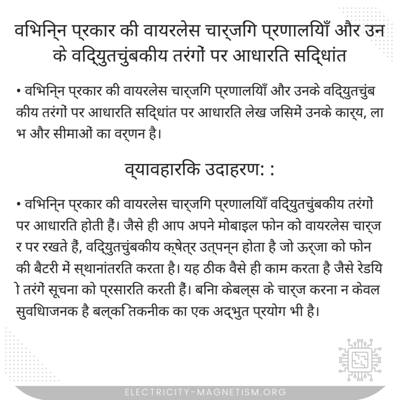 विभिन्न प्रकार की वायरलेस चार्जिंग प्रणालियाँ और उनके विद्युतचुंबकीय तरंगों पर आधारित सिद्धांत