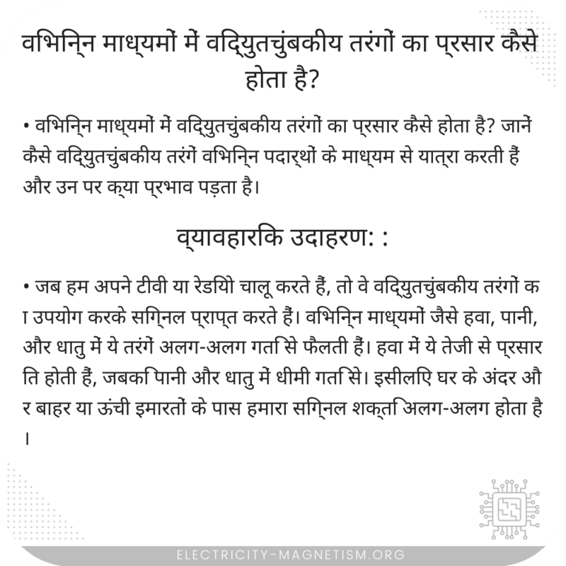 विभिन्न माध्यमों में विद्युतचुंबकीय तरंगों का प्रसार कैसे होता है?