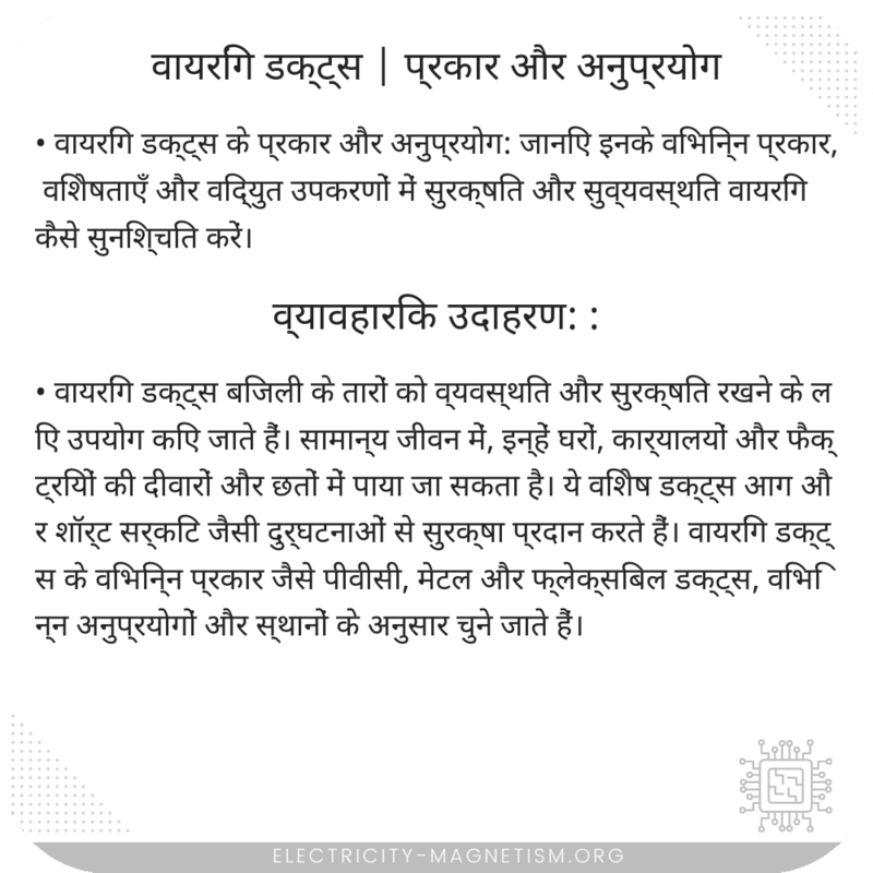 वायरिंग डक्ट्स | प्रकार और अनुप्रयोग