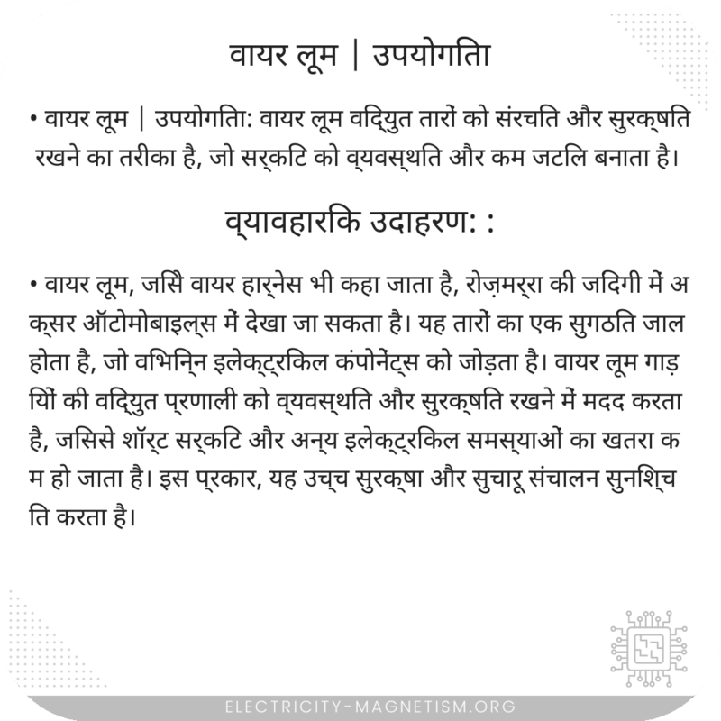 वायर लूम | उपयोगिता