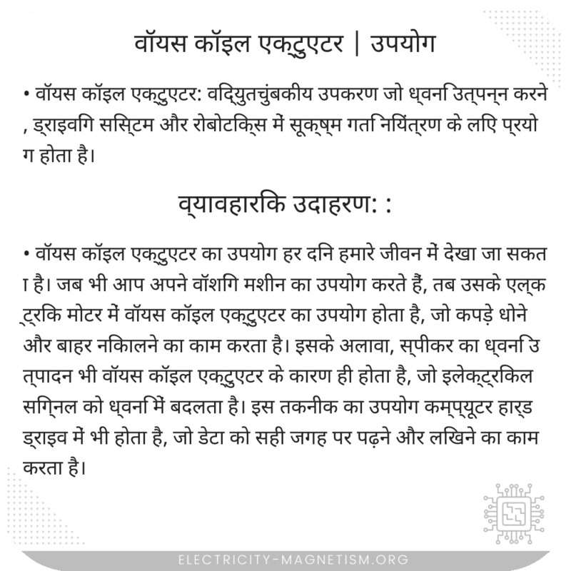 वॉयस कॉइल एक्टुएटर | उपयोग
