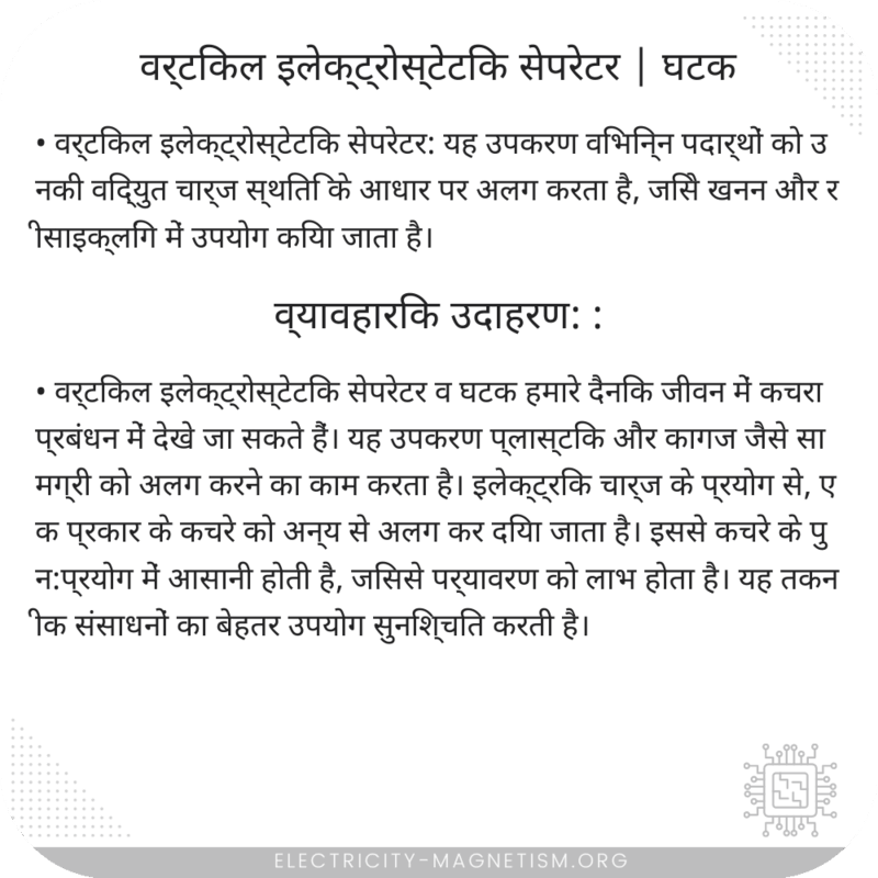 वर्टिकल इलेक्ट्रोस्टेटिक सेपरेटर | घटक