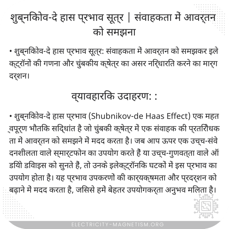 शुब्निकोव-दे हास प्रभाव सूत्र | संवाहकता में आवर्तन को समझना