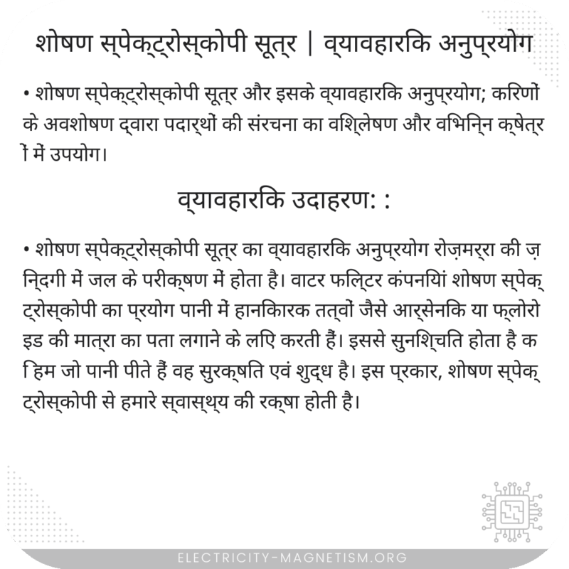 शोषण स्पेक्ट्रोस्कोपी सूत्र | व्यावहारिक अनुप्रयोग