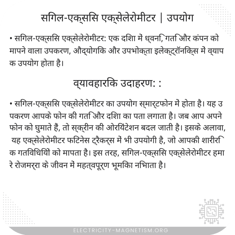 सिंगल-एक्सिस एक्सेलेरोमीटर | उपयोग