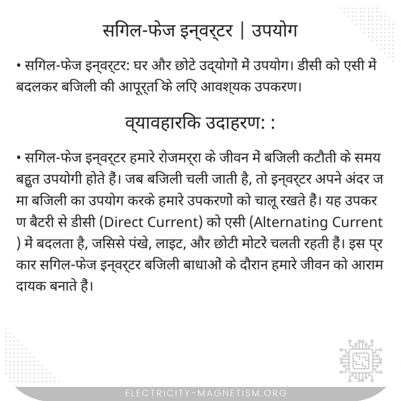 सिंगल-फेज इन्वर्टर | उपयोग
