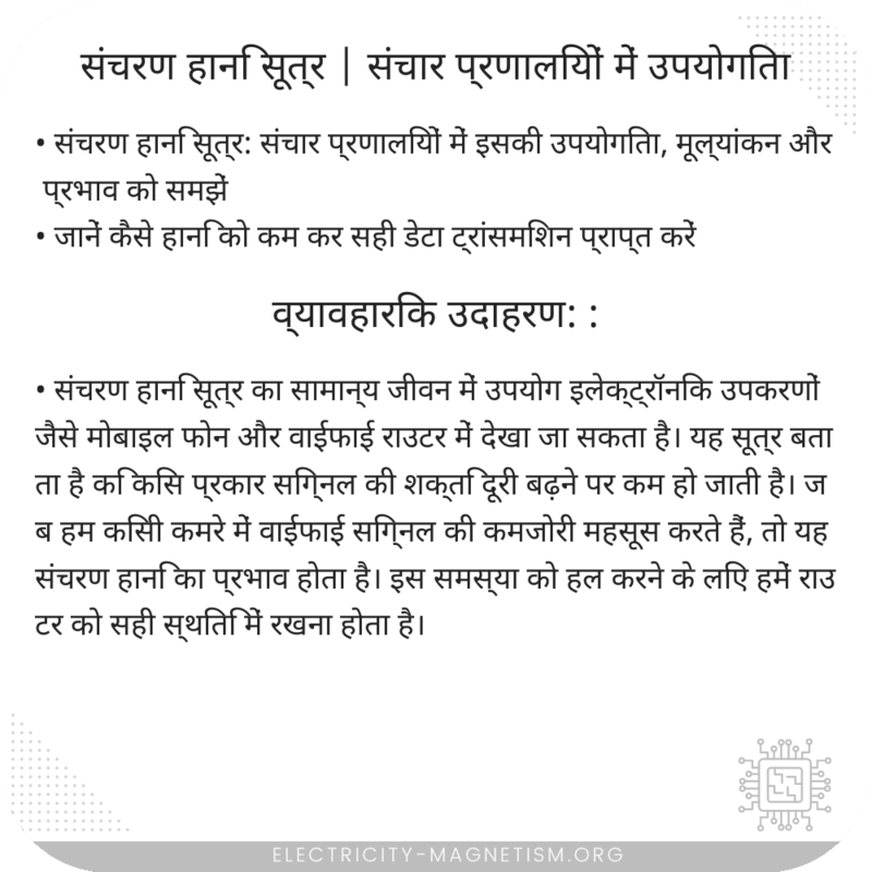 संचरण हानि सूत्र | संचार प्रणालियों में उपयोगिता
