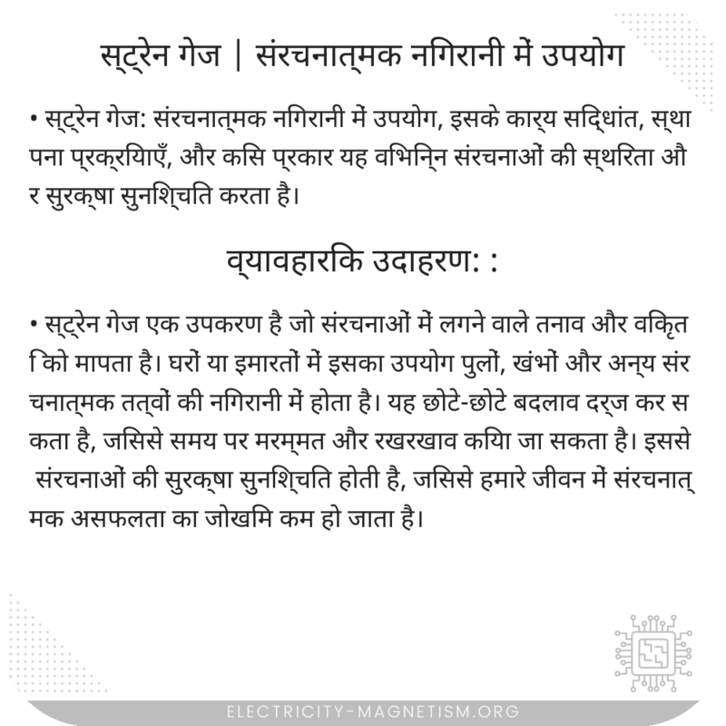 स्ट्रेन गेज | संरचनात्मक निगरानी में उपयोग