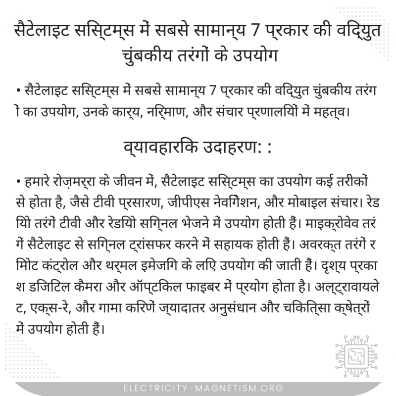 सैटेलाइट सिस्टम्स में सबसे सामान्य 7 प्रकार की विद्युत चुंबकीय तरंगों के उपयोग