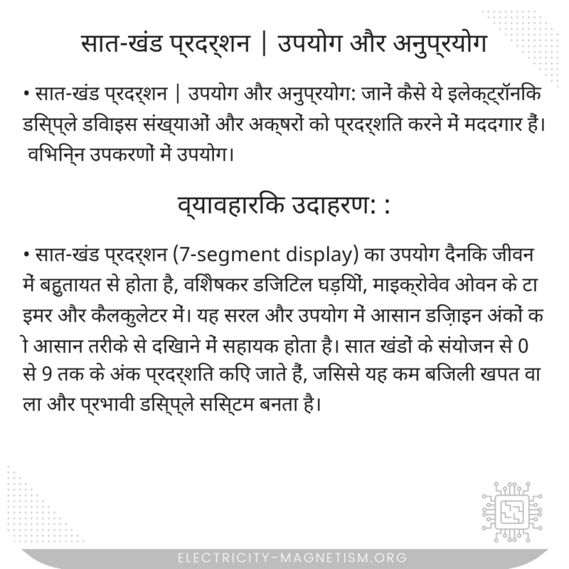 सात-खंड प्रदर्शन | उपयोग और अनुप्रयोग
