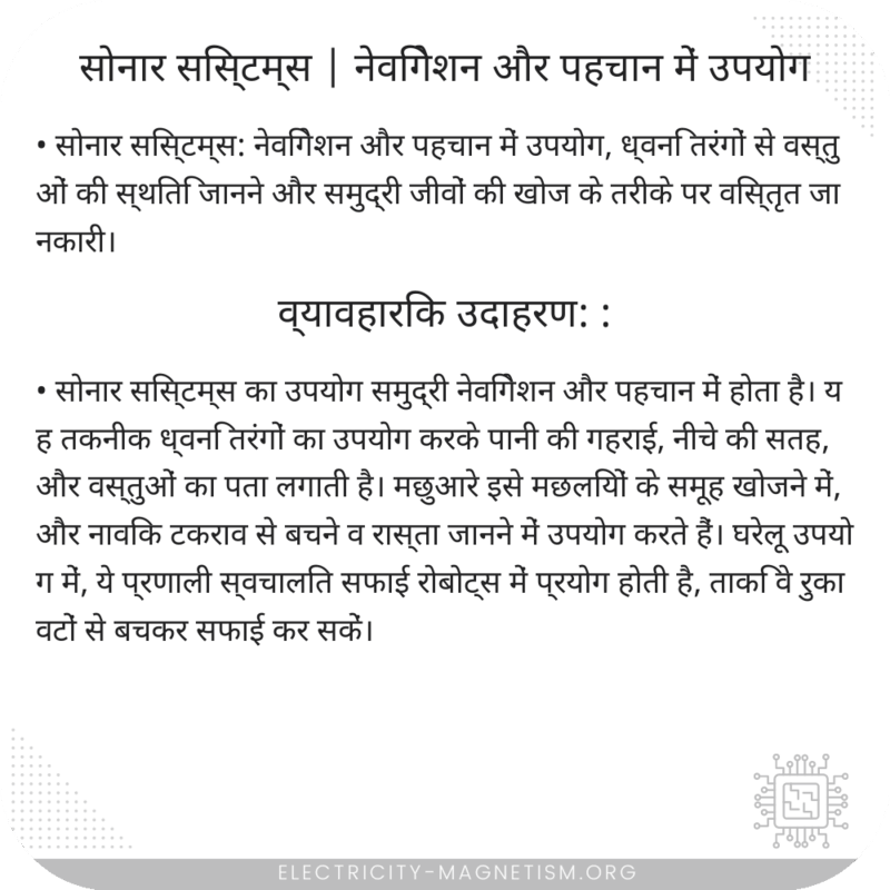 सोनार सिस्टम्स | नेविगेशन और पहचान में उपयोग
