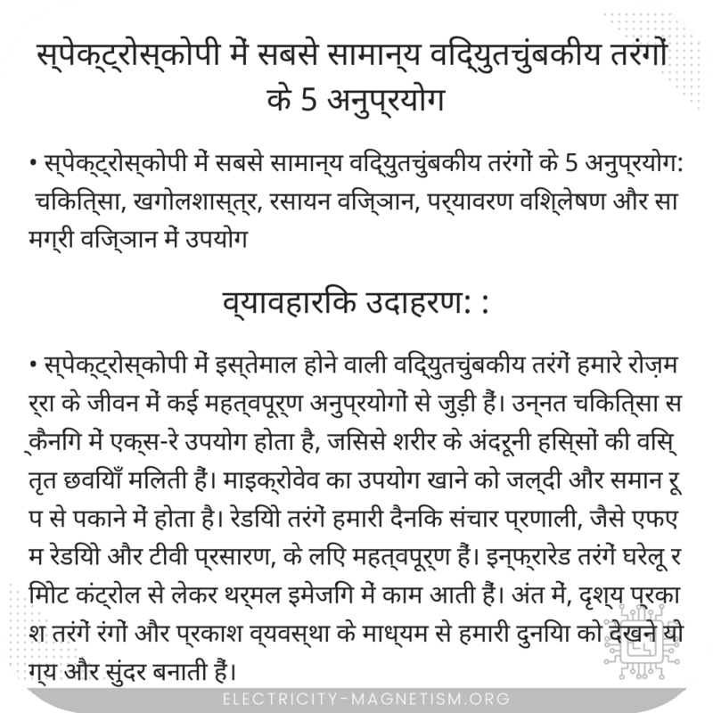 स्पेक्ट्रोस्कोपी में सबसे सामान्य विद्युतचुंबकीय तरंगों के 5 अनुप्रयोग