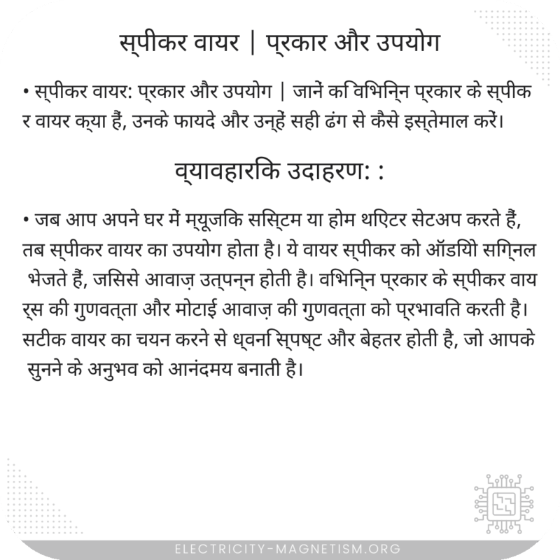 स्पीकर वायर | प्रकार और उपयोग