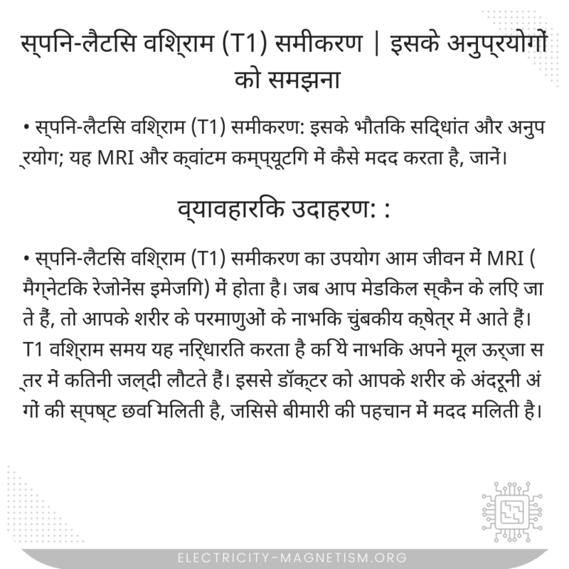 स्पिन-लैटिस विश्राम (T1) समीकरण | इसके अनुप्रयोगों को समझना