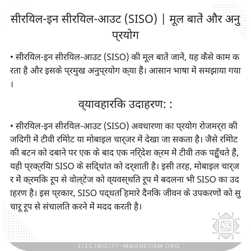 सीरियल-इन सीरियल-आउट (SISO) | मूल बातें और अनुप्रयोग
