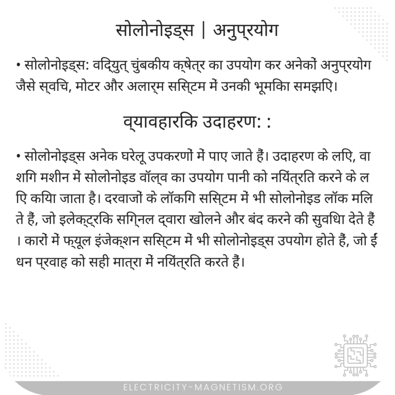 सोलोनोइड्स | अनुप्रयोग