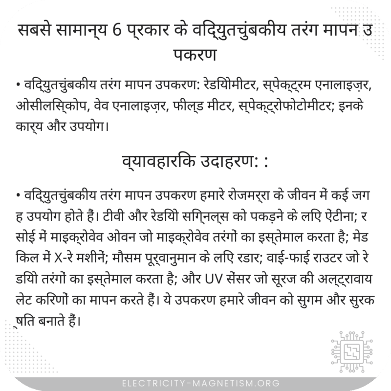 सबसे सामान्य 6 प्रकार के विद्युतचुंबकीय तरंग मापन उपकरण