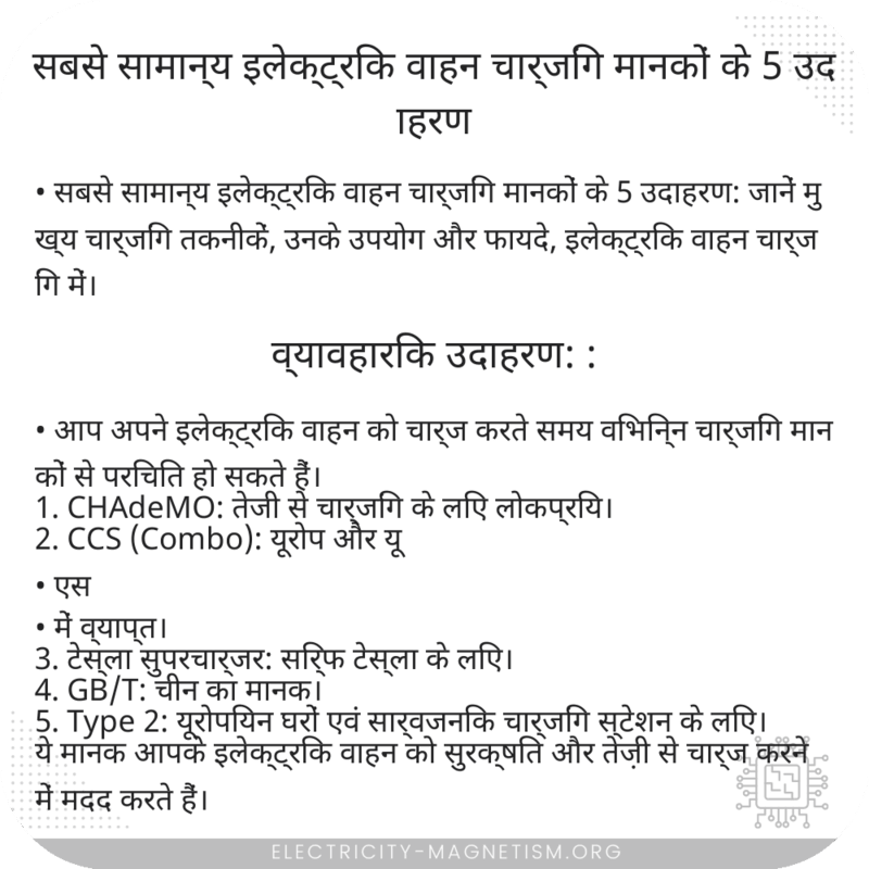 सबसे सामान्य इलेक्ट्रिक वाहन चार्जिंग मानकों के 5 उदाहरण