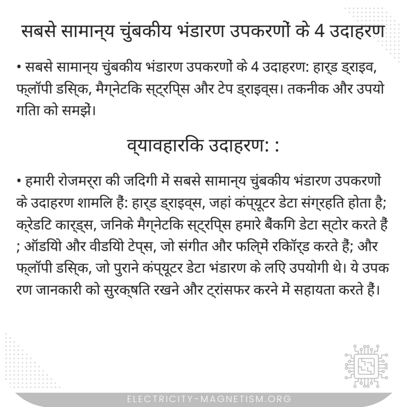 सबसे सामान्य चुंबकीय भंडारण उपकरणों के 4 उदाहरण