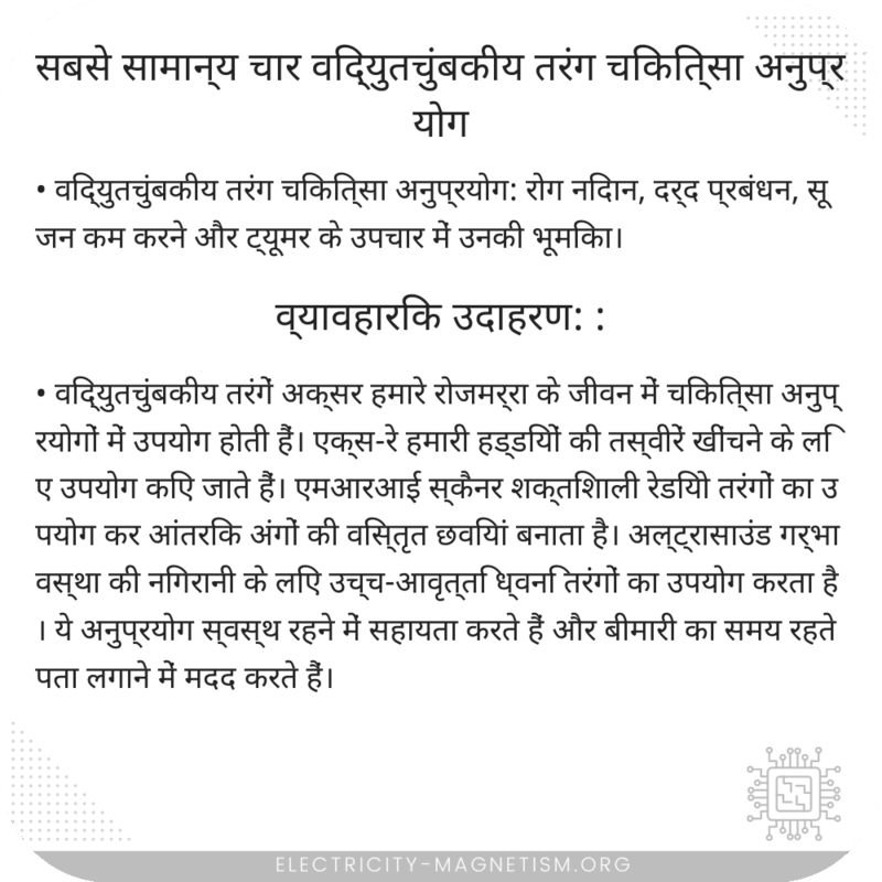 सबसे सामान्य चार विद्युतचुंबकीय तरंग चिकित्सा अनुप्रयोग