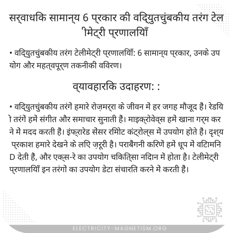 सर्वाधिक सामान्य 6 प्रकार की विद्युतचुंबकीय तरंग टेलीमेट्री प्रणालियाँ