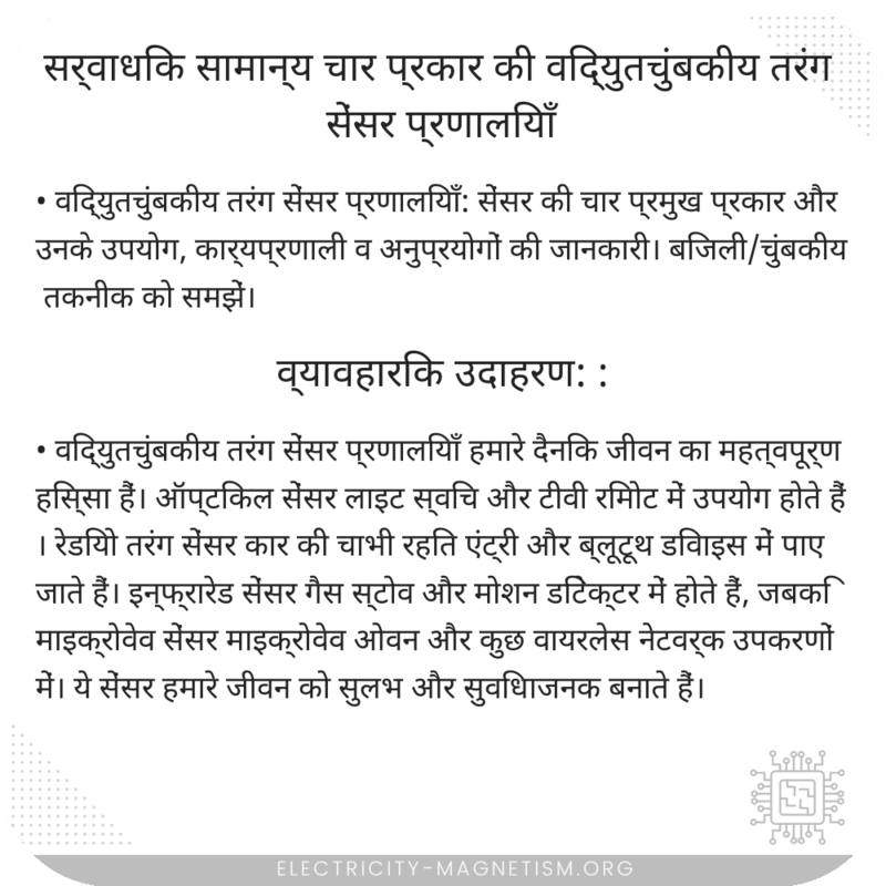 सर्वाधिक सामान्य चार प्रकार की विद्युतचुंबकीय तरंग सेंसर प्रणालियाँ