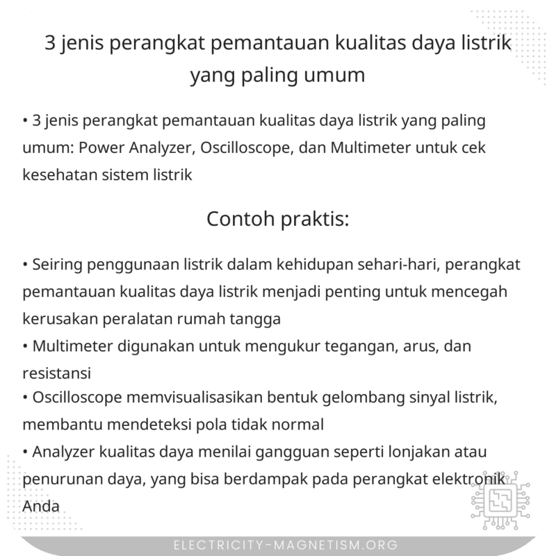 3 Jenis Perangkat Pemantauan Kualitas Daya Listrik yang Paling Umum