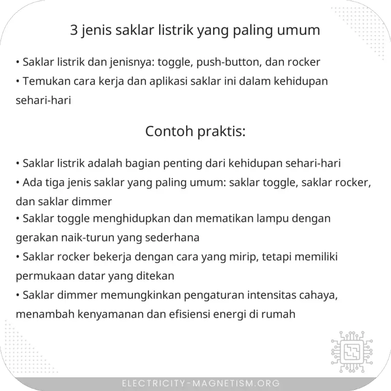 3 Jenis Saklar Listrik yang Paling Umum – Electricity – Magnetism