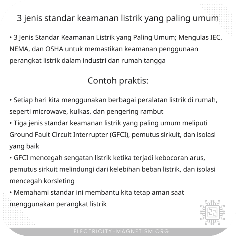 3 Jenis Standar Keamanan Listrik yang Paling Umum