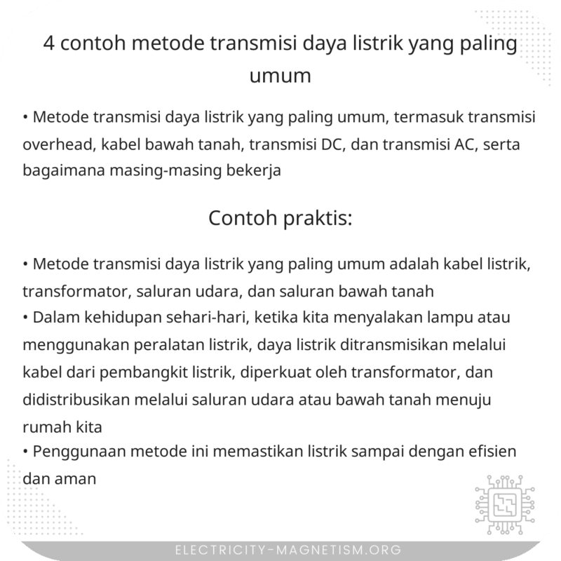 4 Contoh Metode Transmisi Daya Listrik yang Paling Umum