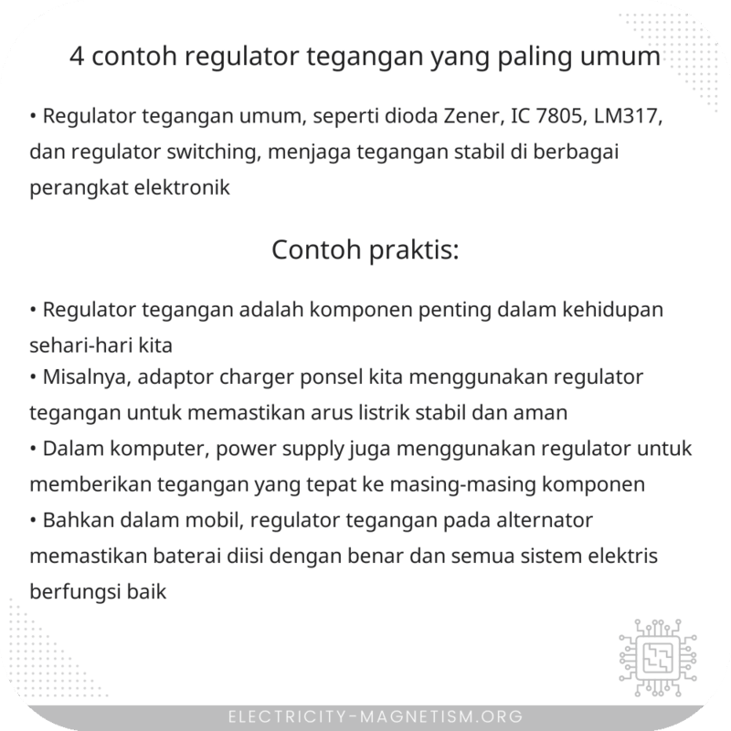 4 Contoh Regulator Tegangan yang Paling Umum