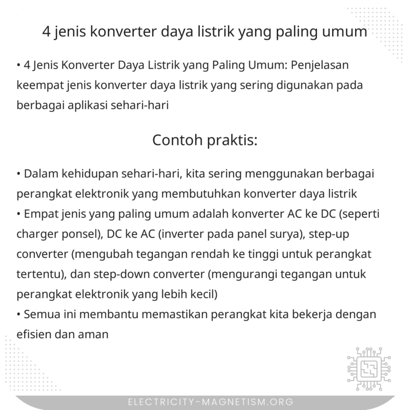 4 Jenis Konverter Daya Listrik yang Paling Umum