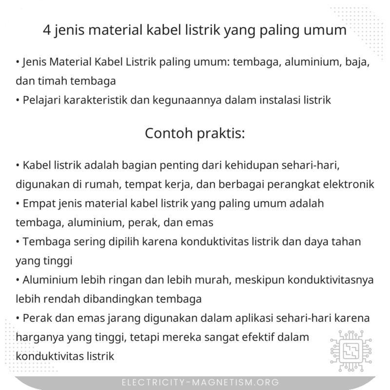 4 Jenis Material Kabel Listrik yang Paling Umum