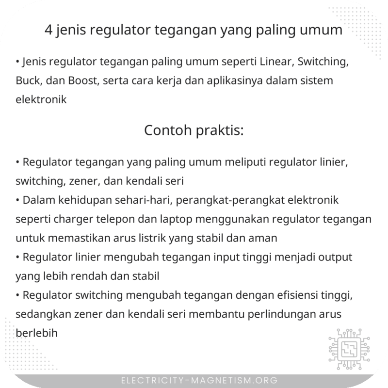 4 Jenis Regulator Tegangan yang Paling Umum