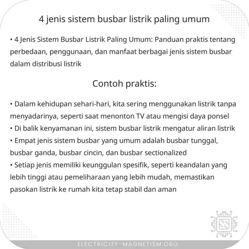 4 Jenis Sistem Busbar Listrik Paling Umum